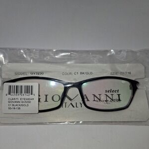GIOVANNI ITALY EYEGLASSES BLACK/GOLD‎ 53-16-135 FRAMES ONLY.